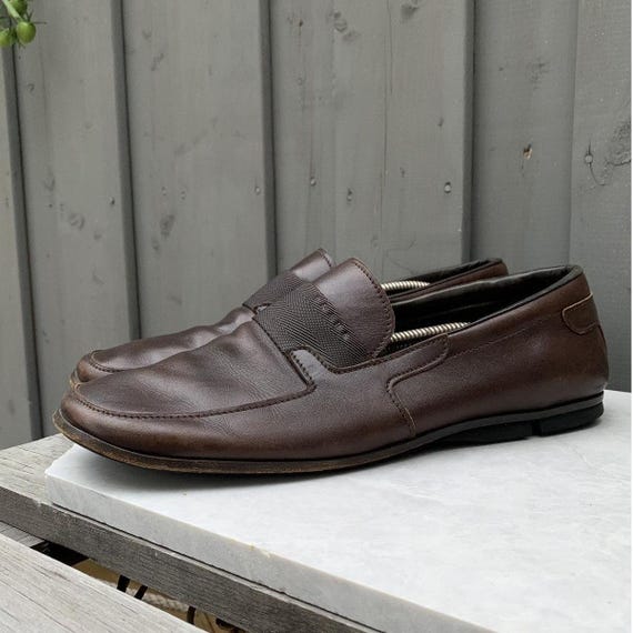靴 PRADA 1990s Square Toe Loafer Vintage Prada Loafers Square Toe Leather 1990s Prada Shoes