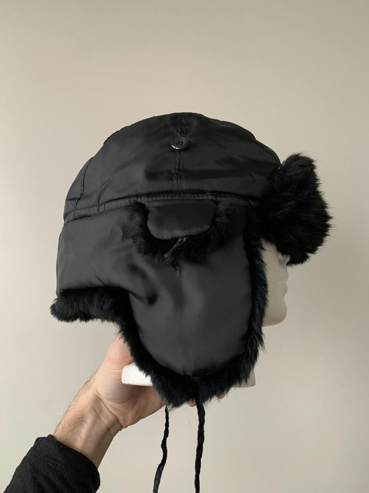 90s Vintage Fur Lined Nylon Trapper Cap Ushanka Winter Hat Pilot