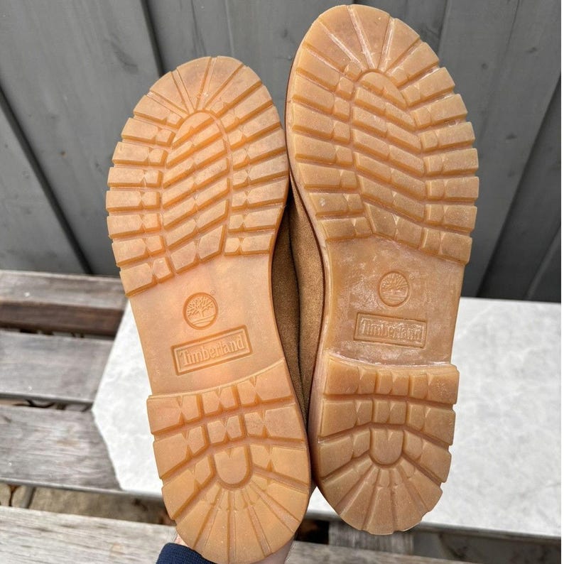 Vintage Timberland Suede Mules Lug Sole Boots Vintage Slip On Clogs Sheepskin UGGs Wheat Garden Mens 8.5 Womens 10 Slides Sandals Slippers image 6