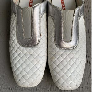 2000s Prada Sport Mules Y2K Vintage Quilted Slipon Sneaker Vintage Prada Sport Sneakers Slip On White 2000s 1990s Vintage Designer Womens image 6