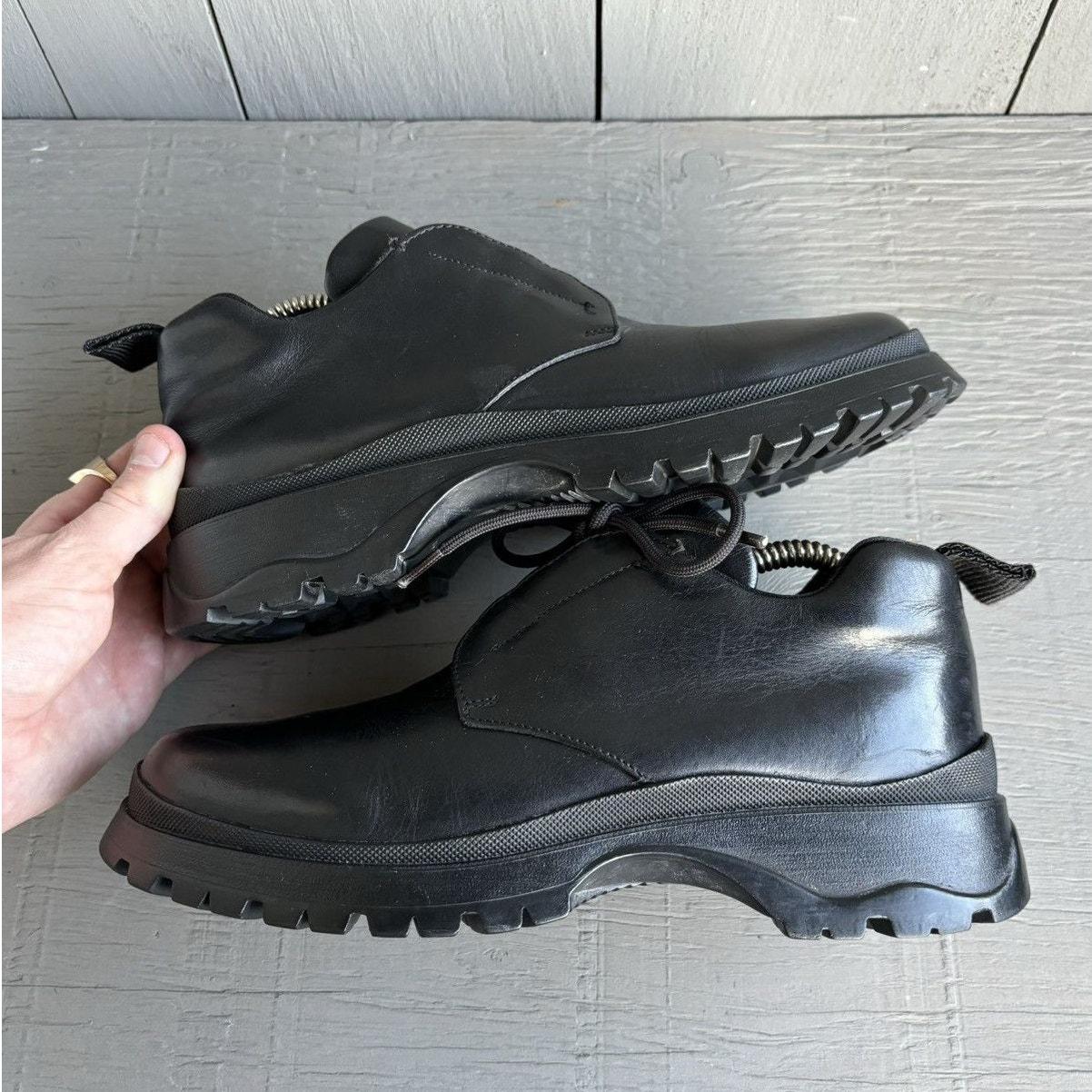 Prada Boots Women's Black FW 1999 Runway Biker Zip-Up Vibram