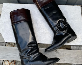 1980er Jahre Vintage Reitstiefel Größe 36 1970er Jahre Frye Universität Tall Boots Damen 80er Ascot 1908 Made in Italy Lackleder Lackleder kniehoch