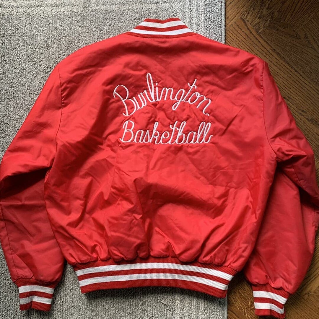 90'S DeLONG Nylon Varsity Jacket, Award Jacket, Made in USA, Men's XL, Vintage unclear black type Vintage Second Hand