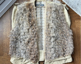 Vintage Coyote Fur Vest Deer Vintage Marilyn Blumer Mob Wife Opium 1970s Motorcycle Vest Leather Trim Vintage Wool Vest Hippie Sleeveless