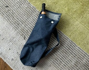 Denim Wine Sack Park Day Sling Messenger Tote Crossbody Bag Jean Japanese Bike Cycling Bicycle Drink Sack Sling Bag Jote Jurse Handmade