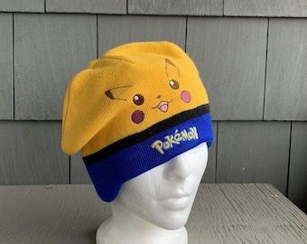 90s Vintage Pokemon Pikachu Beanie Hat Toque Nintendo Skully 1990s Pokemon Vintage Pikachu Vintage Nintendo Beanie Hat Skull Cap Cute 2000s