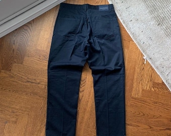 Vintage 90s ZANELLA Black Wool Gabardine Mod Flat Front Slacks