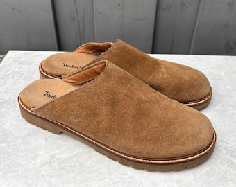 Vintage Timberland Camurça Mules Lug Sole Botas Vintage Slip On Tamancos Pele de Carneiro UGGs Wheat Garden Masculino 8.5 Feminino 10 Slides Sandálias Chinelos