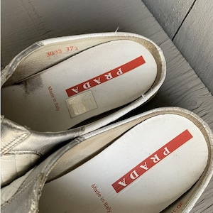 2000s Prada Sport Mules Y2K Vintage Quilted Slipon Sneaker Vintage Prada Sport Sneakers Slip On White 2000s 1990s Vintage Designer Womens image 4