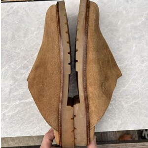 Vintage Timberland Suede Mules Lug Sole Boots Vintage Slip On Clogs Sheepskin UGGs Wheat Garden Mens 8.5 Womens 10 Slides Sandals Slippers image 10