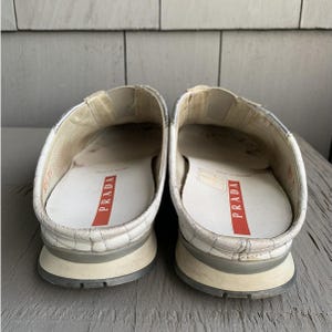 2000s Prada Sport Mules Y2K Vintage Quilted Slipon Sneaker Vintage Prada Sport Sneakers Slip On White 2000s 1990s Vintage Designer Womens image 8