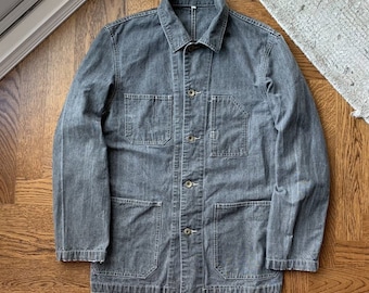 Vintage Denim Chore Coat Y2K 2000s Faded Wash Work Jacket M Vintage Chore Jacket Vintage Denim Jacket Mid Length Barn Work Workwear Faded