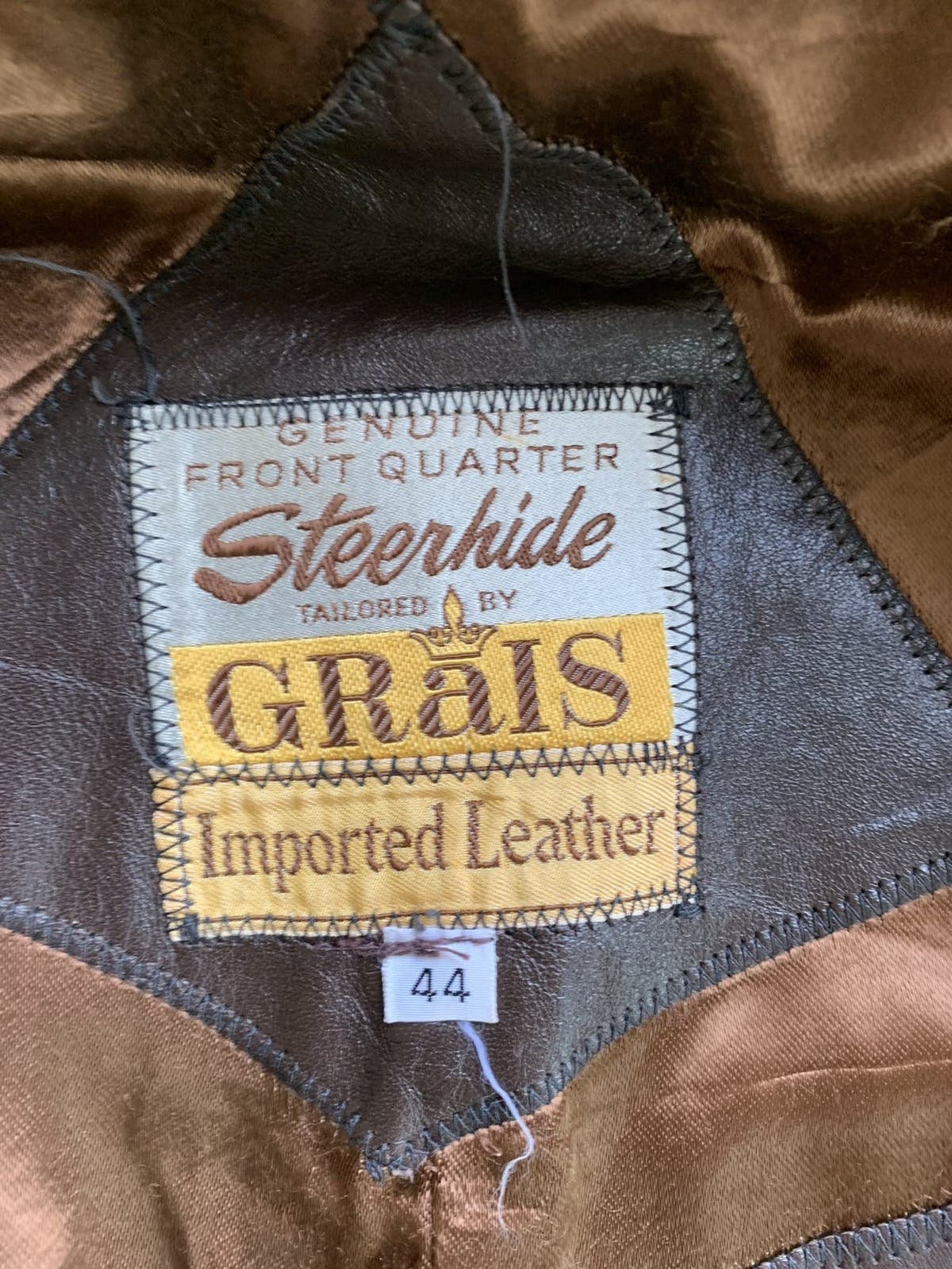 Vintage Grais Steerhide Leather Trench Coat Overcoat Long 44 Vintage Grais Steerhide Leather Trench Coat Overcoat Long 44