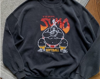 90s Vintage Sumo Wrestling Crewneck Thrashed Paint Splatter Made in USA Faded 1990s Vintage Pullover Sweatshirt Vintage Crewneck Sweater Lee