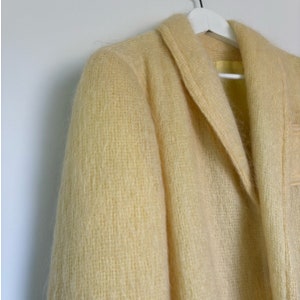 Vintage Mohair Jacket 70s Mohair Sports Coat Bardolino England Monteselli by Primrose Shawl Loose Knit Mohair Blazer Butter Yellow Hairy S image 5