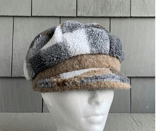 2000s Newsboy Cap Y2K Vintage Wool Slouchy Hat Camp Ivy Flat Boucle Fleece Felted Wool News Boy Hay Womens Carrie Bradshaw Boho Creativa