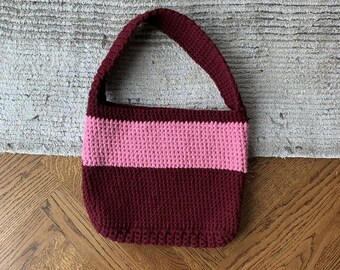Handmade Knit Crochet Tote Bag Chunky Cute Custom Shoulder Bag Side Bag Handknit Used Home Made Marni Womens Weave Vintage 2000s Y2K