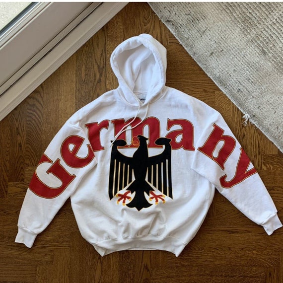 1980s Germany All Over Print Hoodie Vintage Pullo… - image 1