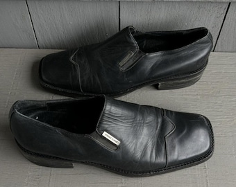 Vintage Versace Loafers Vintage Square Toe Loafers Vintage Versace Classic Vintage Leather Loafers Slip On Cap Toe 9