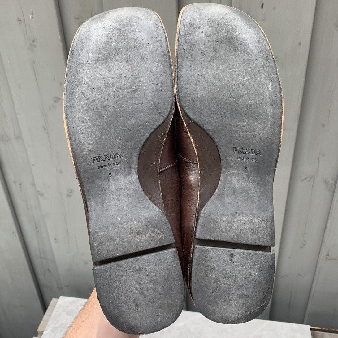 Vintage Prada Loafers Square Toe Leather 1990s Prada Shoes 2000s