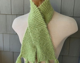 Vintage Mohair Scarf Prada Green Angora Wool Neck Warmer Y2K Miu Miu Italian Green Italy Fuzzy Short Scarf Womens Mens Vintage Used Handknit