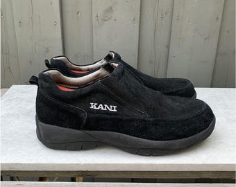 90s Vintage Karl Kani Sneakers Vintage Salomon Snow Clog Style Slip On 1990s Karl Kani Sport Shoe Active Mule Loafer Black Suede Mens 10.5