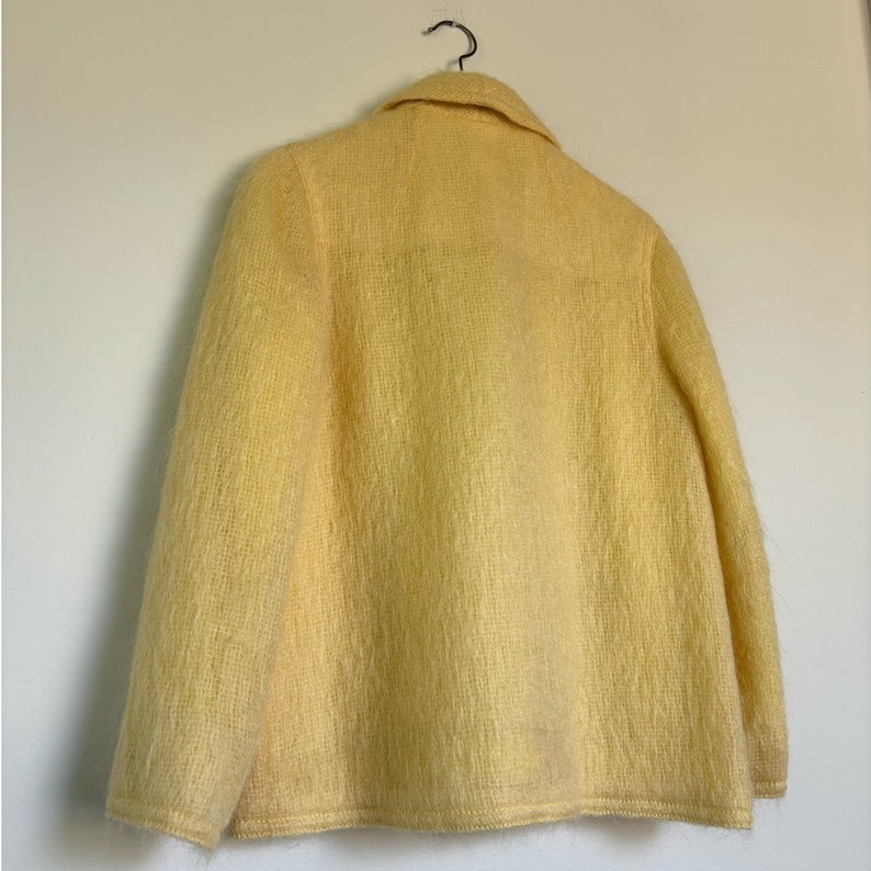 Vintage Mohair Jacket 70s Mohair Sports Coat Bardolino England Monteselli by Primrose Shawl Loose Knit Mohair Blazer Butter Yellow Hairy S image 7