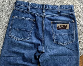 Vintage BAPE Jeans Vintage A Badeaffe Vintage Badeaffe Denim Made in Japan Medium Nigo OG Camo 1990s 2000s 31x29 Vintage Blue Jeans