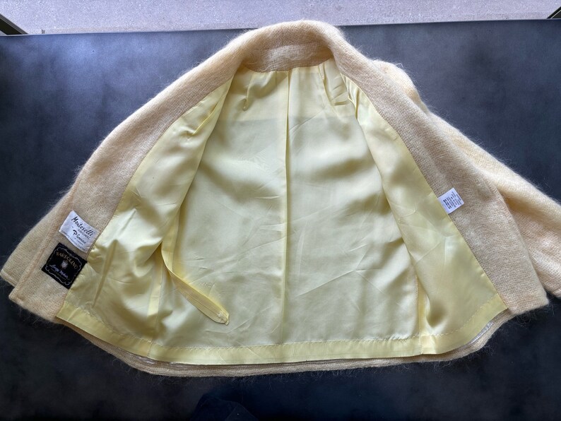 Vintage Mohair Jacket 70s Mohair Sports Coat Bardolino England Monteselli by Primrose Shawl Loose Knit Mohair Blazer Butter Yellow Hairy S image 8