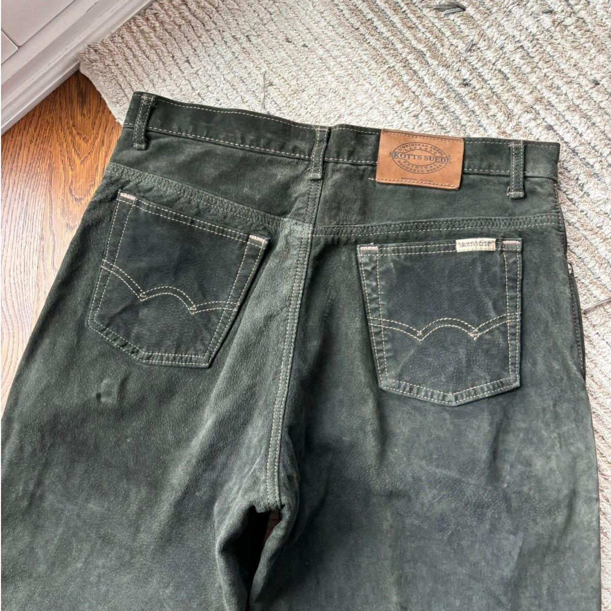 Vintage Suede Pants Vintage Skotts Suede Washable Suede Green 