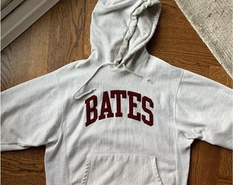 Vintage Bates College Champion Reverse Weave Hoodie Maine Vintage Champion Reverse Weave Sweatshirt Vintage Collegiate Chenille Patch School