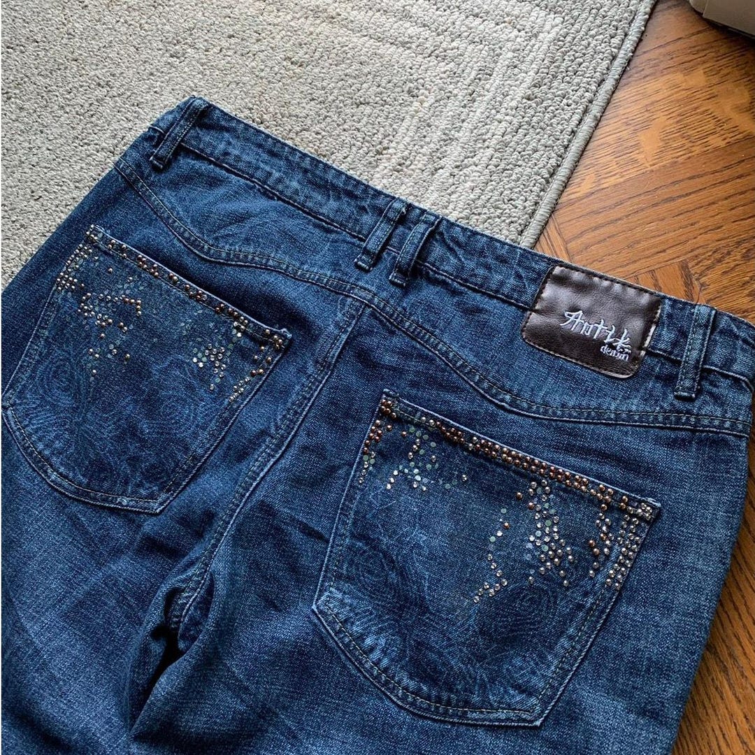 Vintage Metal Chain Draped Jeans