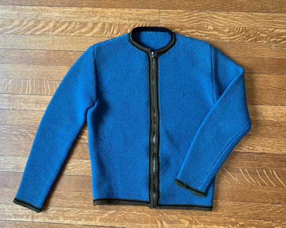日本に Knit Vintage True 60s 50s Zip Sweater Wool Ries Cardigan up トップス