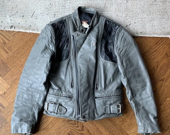 Vintage Two-tone Leather Motorcycle Jacket – Bristol 1970s Cafe