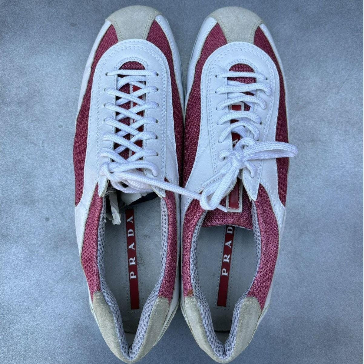 2000s Prada Sport Sneakers Y2K Vintage Pink Mesh 3305 Linea Rossa