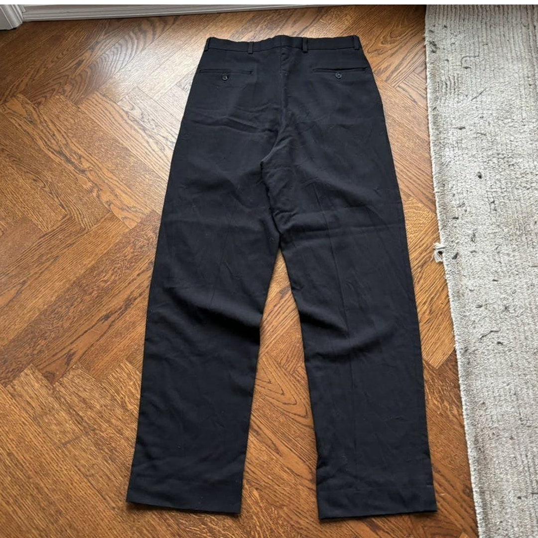 1980'S Nordstrom Glen Plaid Two-pleat Wool Pants, Men's Size 35 wool gray type Vintage Second Hand