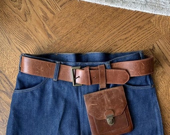 1980s Vintage Heavy Duty Leather Utility Belt Pouch Waist 30 Vintage Leather Belt 70s 80s True VNTG Cowboy Western USA Century Pouch Bag 60s