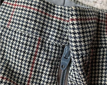 Pantalones de lana de los años 60 Pantalones de pata de gallo vintage auténticos Pantalones a cuadros vintage Pantalones de vestir vintage con cremallera relámpago de los años 50 y 60 32 x 28