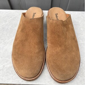 Vintage Timberland Suede Mules Lug Sole Boots Vintage Slip On Clogs Sheepskin UGGs Wheat Garden Mens 8.5 Womens 10 Slides Sandals Slippers image 3