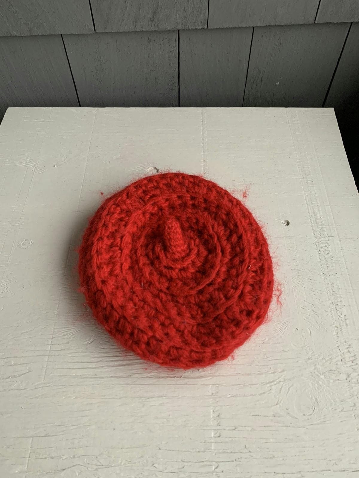 Vintage Mohair Red Beret Knit Hat Twee Fuzzy Cottage Granny Boho Vintage Fuzzy Soft Red Beret Mohair Wool Chunky Knit Hat Cap  main image 2