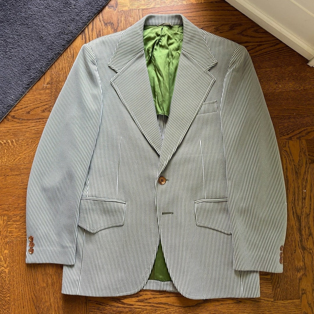 1950s Vintage Mcgregor Sports Coat Plisse Vintage Seersucker