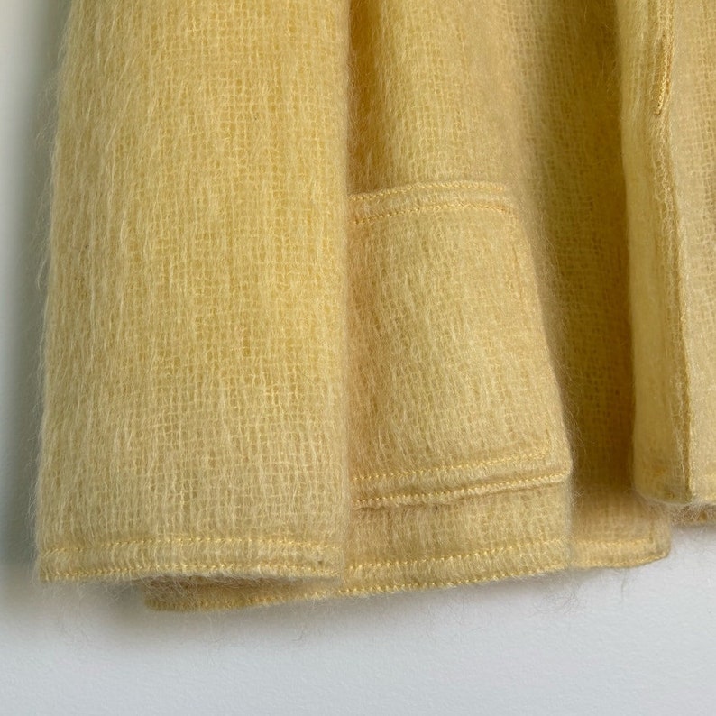 Vintage Mohair Jacket 70s Mohair Sports Coat Bardolino England Monteselli by Primrose Shawl Loose Knit Mohair Blazer Butter Yellow Hairy S image 6