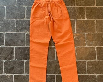 Vintage Orange Karotte Baumwolle Kordelzug Hose Karate Kleine Seltsame Vintage Hose abgeschnitten Länge Naturfasern Lounge Hose