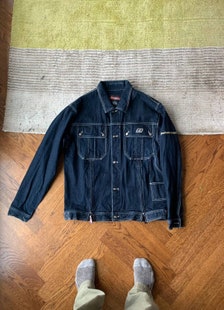 WUAI-Men Denim Hoodie Jacket Casual Slim Fit Button Down Military Jeans  Trucker Jean Coat at  Men’s Clothing store