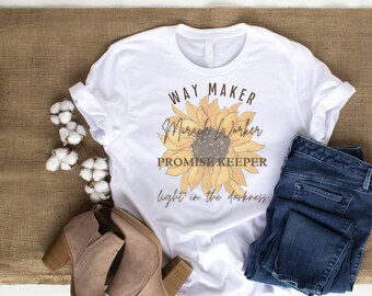 Criador de Caminhos, Operador de Milagres SVG PNG | Design de Camiseta Cristã Girassol para Cricut e Silhouette | Citação Religiosa, Presente de Outono para Ela, Wa Digital