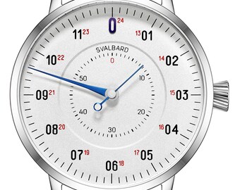 Montre Homme Svalbard Gauge AB21 - Aiguille Unique, Cadran Argenté - Bracelet Maille Milanaise Acier - Quartz Suisse