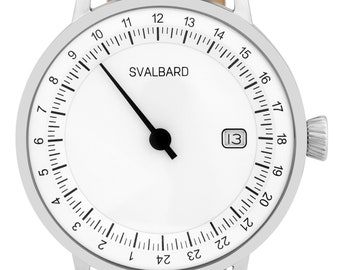 Svalbard "Singly" AA29 - 24 Stunden Einzeigeruhr mit Schweizer Uhrwerk. Limitierte Auflage - nur 500 nummerierte Uhren wird hergestellt.