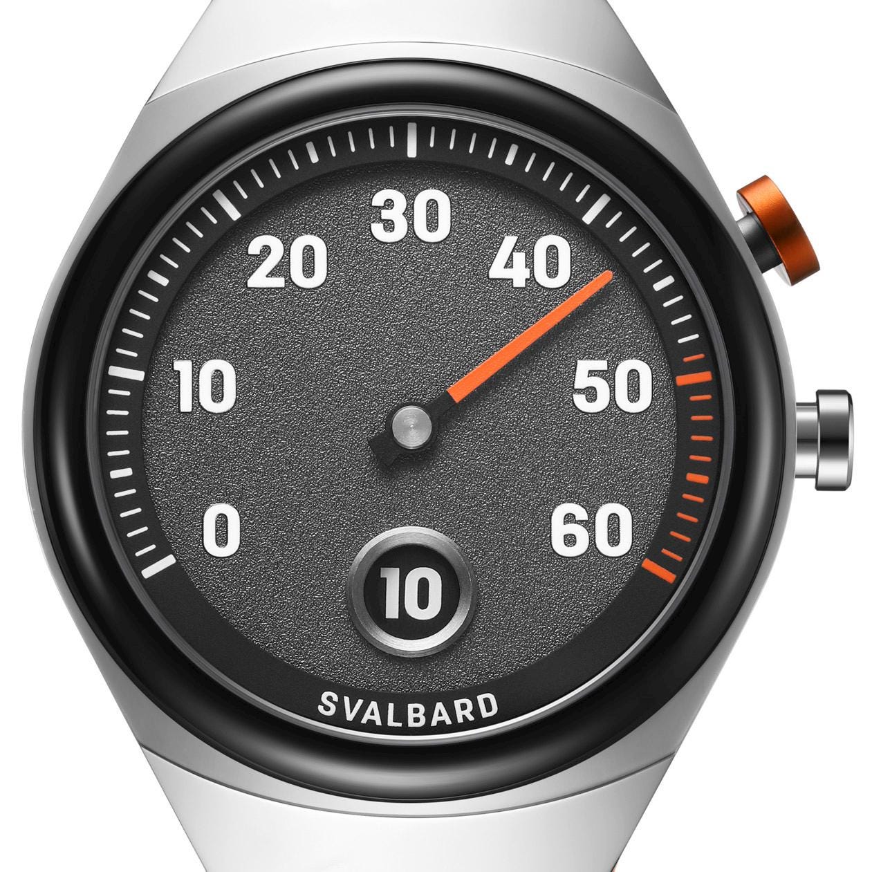Montre Svalbard Time Travel HX11 - Boîtier Acier 44,2 Mm, Bracelet Silicone Orange, Quartz, Neuve