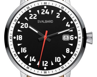 Svalbard „Expedition” AA44 – 24-godzinny zegarek wojskowy ze szwajcarskim mechanizmem. Edycja limitowana – wyprodukowano zaledwie 500 numerowanych zegarków.