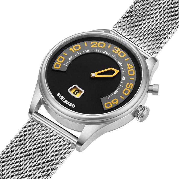 スヴァールバルタイムトラベル HX11 Svalbard Time Travel Svalbard TIME TRAVEL HX11 Quarz Stahl Schwarz Orange Saphir